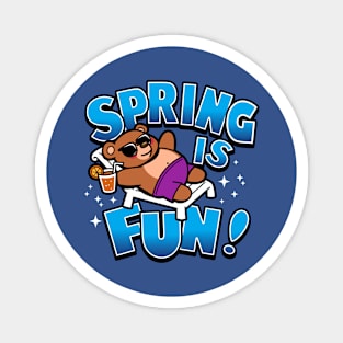 Spring Is Fun Cute Kawaii Bear Chilling On Spring Break Magnet